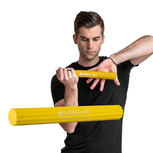 THERABAND FlexBar Resistance Bar, Extra Light, Wrist & Forearm, Yellow | Flex therapy bar for physical therapy, wrist and forearm exercise, with a non slip grip - color: Yellow - Extra Light, style: New Version