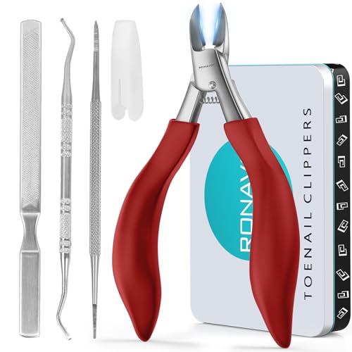 Toenail Clippers for Ingrown & Thick Toenails - Heavy Duty Toe Nail Clippers for Remove Side Ingrown Toenail with Angled Sharp Blades, Professional Pedicure Tool with Long Handle for Seniors & Men - style: Paronychia Nemesis - Red Kit