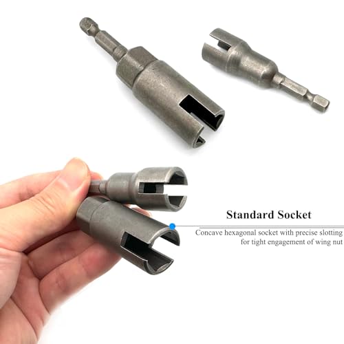 2 Pcs 1/4" 5/16" 3/8" Wing Nut Driver Wing Nut Drill Bit Socket Wrenches 1/4 inch Hexagon Head Drill Driver Bits for Panel Nuts Screws Eye C Hook Bolt - size: Wing Nut Driver (1/4", 5/16", 3/8") - 2 Pcs