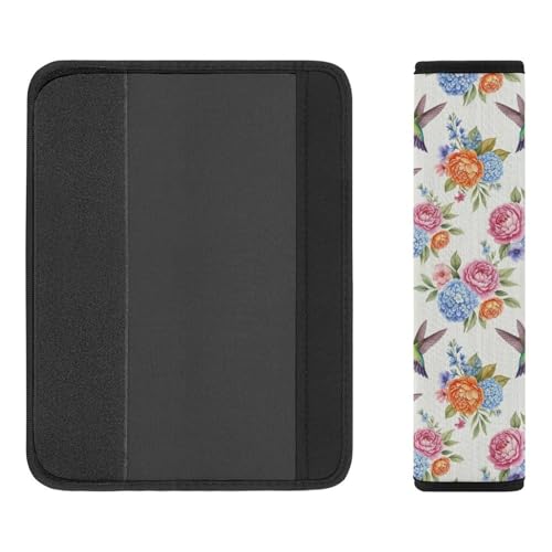 2PCS Retro Hummingbird Spring Flower Birds Car Seat Straps Shoulder Pads Soft Padded Seat Belt Cushion for Adult Use, Car Seats Pushchair Strollers High Chair Pushchair, Anti-Slip Pad - color: Pattern 494