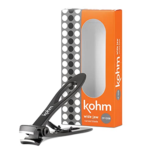 KOHM Nail Clippers for Thick Nails - Heavy Duty, Sharp Wide Mouth Professional Fingernail and Toenail Clippers for Men, Women & Seniors, Black - color: Curved-black