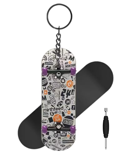 32mm Pro Fingerboard Complete Set | Bearing Wheels | 5 Ply Maple Deck | Anti Skid Grip Tape | Complimentary Tool | Concave Shape - color: Mini Finger Skateboard F : Graffiti Groove