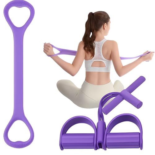 SZ Resistance Band Set – 2 Piece Figure 8 Resistance Band & Pedal Resistance Tubes for Full Body Workout, Arms, Back, Abs & Stretch Training
