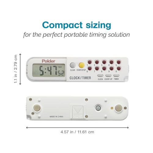 Polder Combination Clock, Timer and Stopwatch with Large, Easy-to-Read Digital Display, White - color: White