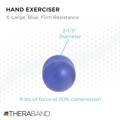 THERABAND Hand Exerciser Ball, X-Large Blue, Firm Resistance for Grip Strengthening, Finger & Hand Therapy, Squeeze Ball for Rehab, Wrist & Forearm Exercise, Latex-Free, Textured Surface - color: Blue - Firm