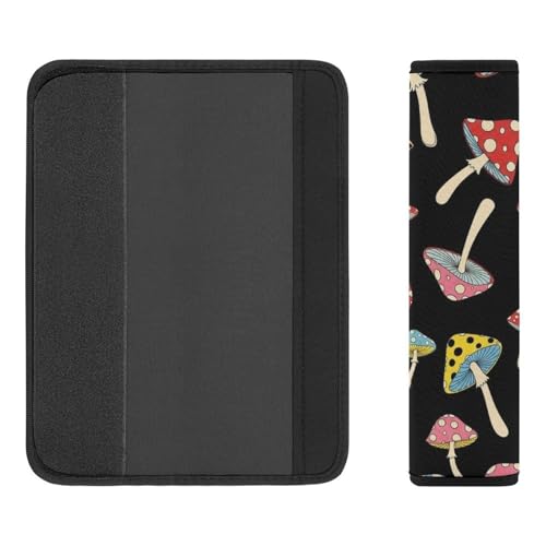 2 Pack Universal Fit Seat Belt Shoulder Pad for Kids, Car Seats Pushchair Strollers High Chair Pushchair, Colorful Mushrooms Shoulder Protector, Anti-Slip Pad - color: Pattern 964