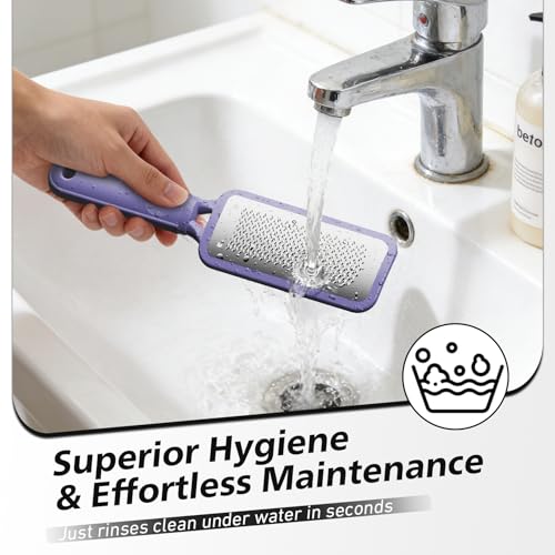 BALUCA Professional Foot File & Callus Remover - Stainless Steel Foot Rasp & Metal Feet Scrubber, Pedicure Tool for Hard Skin & Dead Skin Removal, Cracked Heel Repair for Baby Soft Feet (Purple) - color: Purple