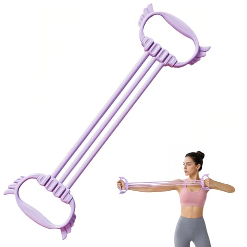 Figure 8 Resistance Bands with Handles, 6 Tube Adjustable Resistance Bands for Arms Back Exercise, Arm Bands for Workout, Strength Training & Full Body Fitness - color: purple