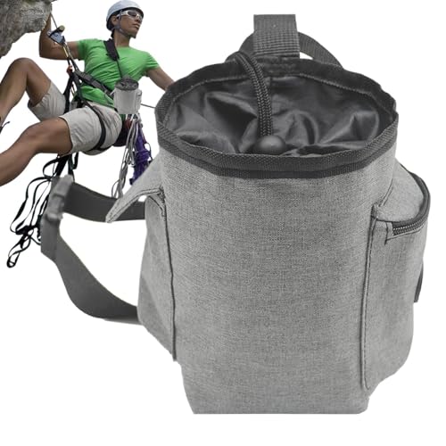 Rock Climbing Chalk Bag Adjustable Belt Gear Equipment | Chalk Organizer for Rock Climbing, Bouldering, Weightlifting, Gymnastics, Adults Women Men - color: Gray