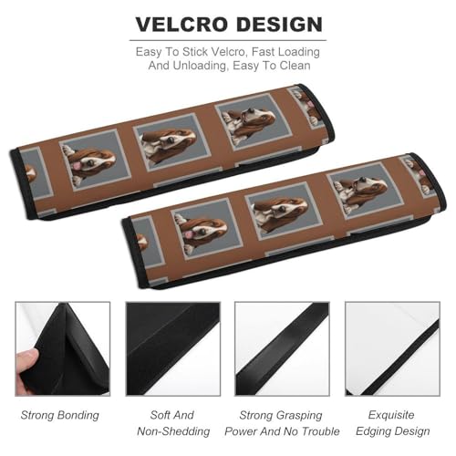 2PCS Soft Padded Car Seat Straps Shoulder Pads for Adult Use, Most Cars, Cute Basset Hound Dog Shoulder Protector, Shock Absorption - color: Pattern 1206