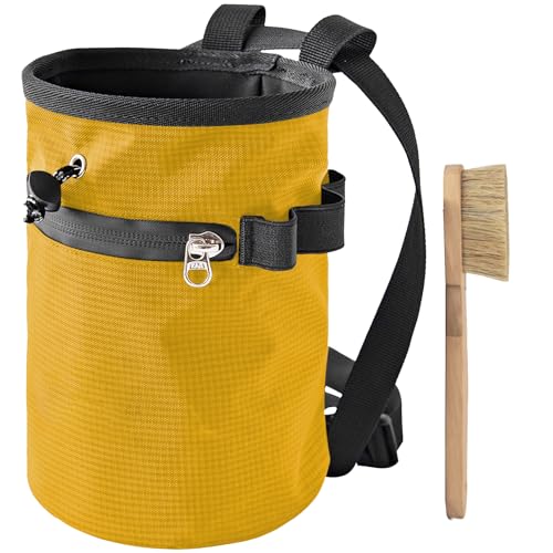 Rock Climbing Chalk Bag with Brush & Zippers Pockets Adjustable Bouldering Chalk Bag Bucket for Gym Climbing Gymnastic - color: Better color