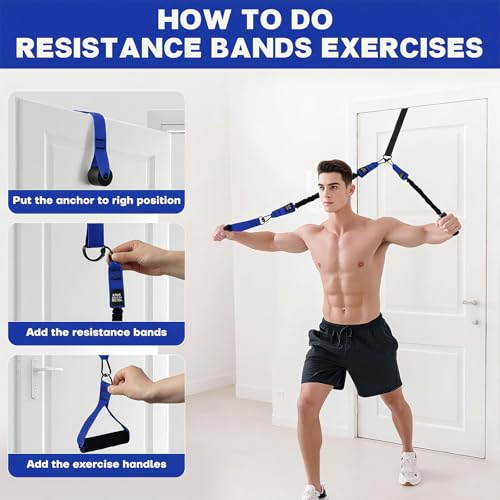 Adjustable Heavy Duty Pull Up Assistance Bands with Fabric Feet and Knee Rest - Pull Up Resistance Bands for Men, Women, and Seniors - Perfect for Dip and Resistance Strength Training Glamflex - color: Blue