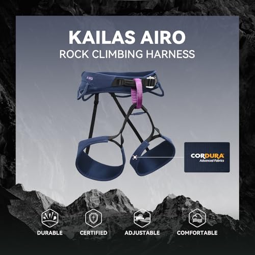 KAILAS Airo Rock Climbing Harness Men Roofing Harnesses Rescue Mountaineering Safety Belt Women Comfortable Lightweight - color: Navy Blue, size: Large