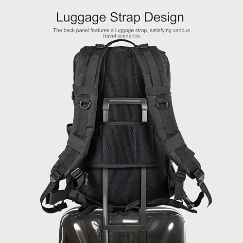 LHI Tactical Military Backpack for Men and Women 25L/35L Army Assault Pack Bag Small Rucksack with Bottle Holder - color: 50l-shoe Compartment(black), size: Large
