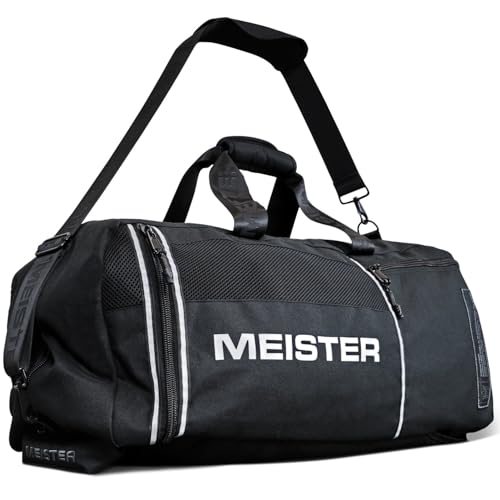 Meister Vented Convertible Duffel/Backpack Gym Bag - Ideal Carry-On | Built for athletes with dual mesh ventilation and ultra-durable construction for training, travel and everyday use - color: V2.0 Black