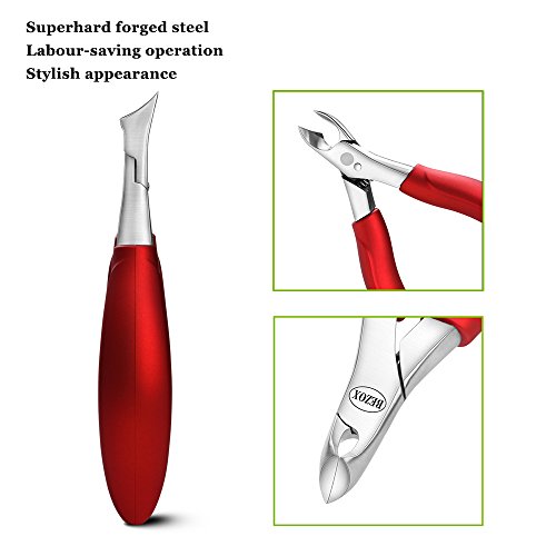 BEZOX Toenail Clippers for Thick Nails - Precision Thick Finger Nail Clipper Adult, Comfort Grip Nail Cutter, Ergonomic Long Handle Large Toe Nail Clippers - color: Champagne Red