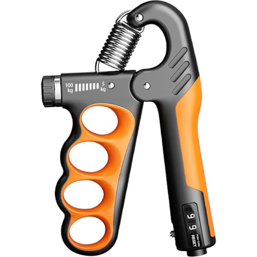 Grip Strength Trainer Forearm Strengthener 11-220 lbs Adjustable Resistance | Automatic Counting, Ergonomic Design, Ideal Device for Grip Strengthening, Arthritis Relief, Hand Physical Therapy & Rehab - color: Orange