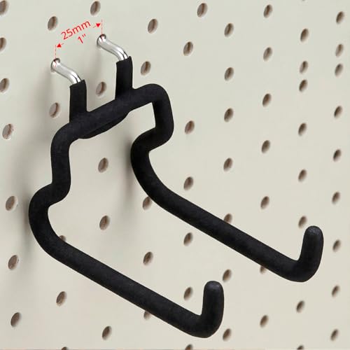 QWORK Heavy Duty 8-Pack Pegboard Hooks with Anti-Slip Coating for 1/4" Pegboards, Peg Board Tool Utility Hangers for Garage Workshop Organization (4 Small + 4 Large)