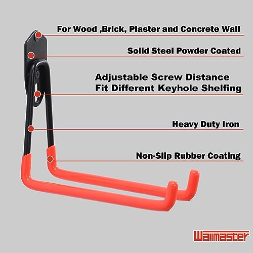Wallmaster Garage Hooks Organizer Kit,12 Pack Adjustable Heavy Duty Shelving Hook,Wall Mount Utility Steel Garage Organization, for Organizing Garden Tools - size: 12 pcs-Orange