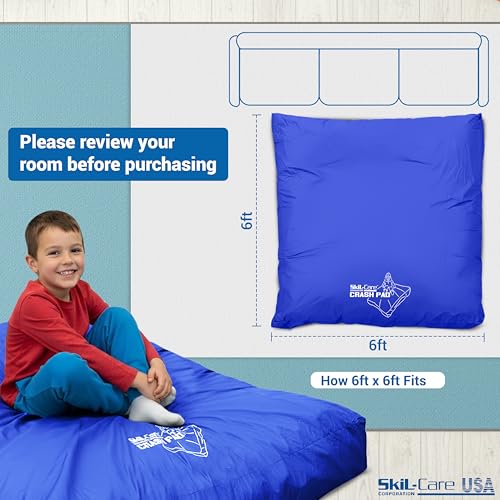 Skil-Care Crash Pads for Kids Sensory, High-Density Foam Crash Mat, Nylon | Water-Resistant Cover Crash Pads with Mesh Vents from 3x4ft to 8x8ft for Daily Use in Sensory Rooms, Schools, Clinics, Home - size: 6x6 Feet