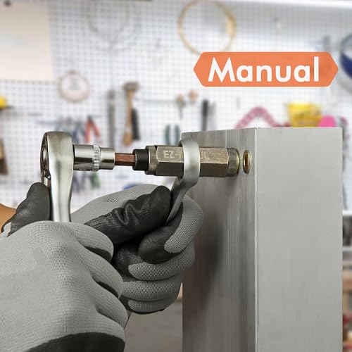 Multi-Grip Rivet Nut Installation Tool Set Pre-Bulbed Shank Flat Head Threaded Insert Nut Plus Nuts Assortment Kit Cross Rivnut for Construction Industrial (M10(Plus Nut Tool-6pcs))