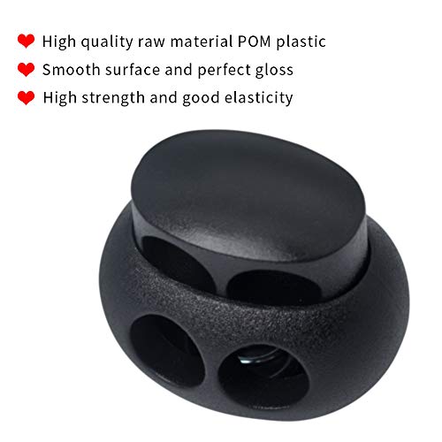 DYZD Plastic Cord Lock End Toggle Double Hole Spring Stopper Fastener Slider Toggles End (Black,10 PCS) - color: Black