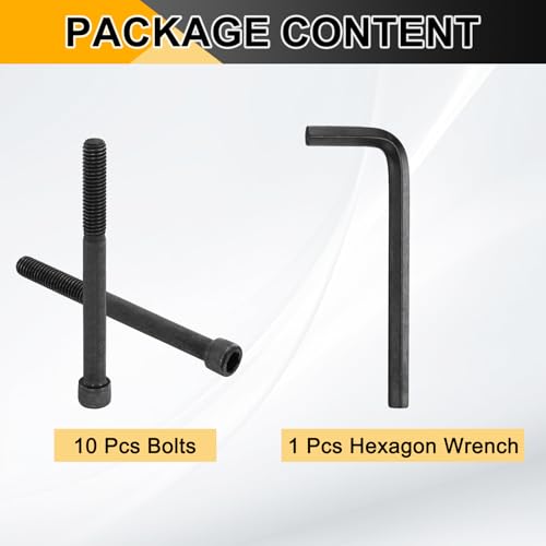 PATIKIL 3/8"-16 x 4 Socket Head Cap Screws Bolts, 10Pcs Carbon Steel Hex Head Metric Screws for Door Road Bicycle Mountain Bike Auto Ship Communication Equipment, Black - size: 3/8"-16 x 4