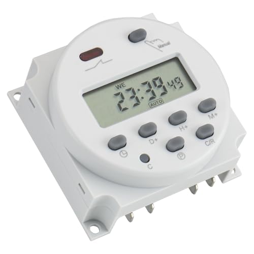 Baomain Time Switch Relay with 4 x Terminal Cable,Digital LCD Programmable Timer,12V DC/AC Input,200-250V 16A Output,28 Programs Daily/Weekly Schedule,CN101A for Lighting and Equipment Control - size: Timer with Terminal Cable