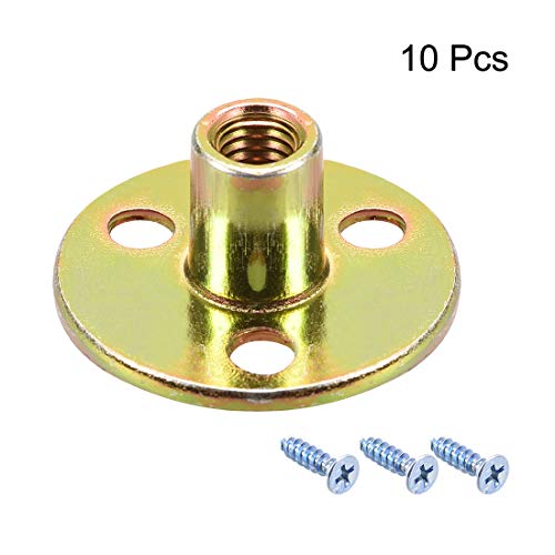 uxcell M8 Brad Hole Tee Nut Carbon Steel T-Nuts Furniture Hardware Flange Insert Female Thread with Screws 10pcs - size: M8