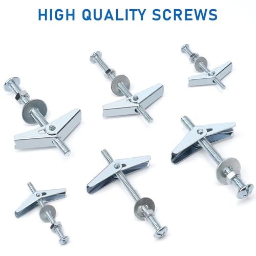 92pcs 3/16 Inch Heavy Duty Drywall Anchors, 23 Sets | Toggle Bolts and Wing Nuts Set for Hanging Lamps Heavy Items, Butterfly Anchors for Ceiling, Sheetrock, Hollow Wall - size: 3/16"-92pcs(23sets)