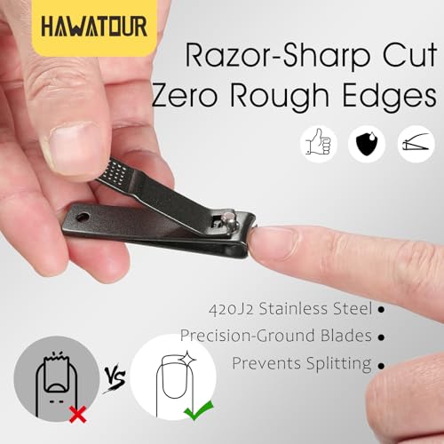 Nail Clippers Set 420J2 Stainless Steel, Gray | Premium Fingernail Toenail Clippers, Visibly Tin Case, Ergonomic Grip