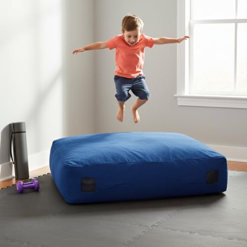 GYMAX Crash Pad for Kids Sensory, 4.75FTx4.75FT/4 FTx3 FT Sensory Crash Mat w/Washable Cover & Foam Blocks for Jump, Climb, Gymnastics, Sensory Therapy, Kids, Adults