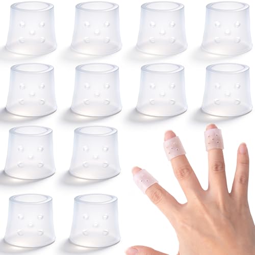 PAGOW 12pcs Finger Covers for Skin Picking, Stop Nail Biting Finger Guard | Reusable Breathable Silicone Anti Skin Picking Finger Gloves for Nail Biting Prevention, Cuticle Protection, Cracked - Clear - size: style1,clear,12pcs