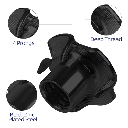 5/16"-18 T-Nuts Black Zinc Plated Steel, 4-Pronged Tee Nut for Wood, Rock Climbing Holds, Furniture, 50 PCS - color: Black Carbon Steel, size: 5/16"-18