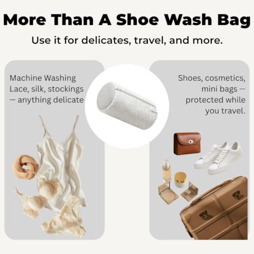 DARU 2-Pack Shoe Washing Machine Bag, Sneaker and Tennis Shoe Laundry Bags | Shoe bag for washing machine, Mesh Protection, Washer & Dryer Safe, Locking Reinforced Zipper, 360 Deep Shoe Cleaner, XL - color: White