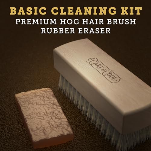 Care & Cool Suede & Nubuck Basic Cleaner Kit, 100% Hog Hair Brush & Eraser | 3.94"x1.38" Brush, Gentle Cleaning, Nap & Breathability Restoration, No Water Needed, Ideal for Velvet, Leather, Canvas, Knit