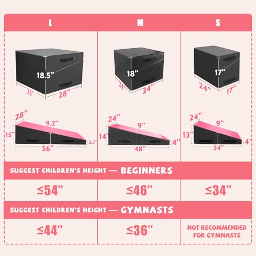 Kangaroo Hoppers Gymnastics Cheese Wedge Mat for Kids Ages 1-12 | 3 Sizes Folding Incline Mat with High-Density EPE Foam and Removable PVC Leather Cover, Home Gym Training Equipment - color: Black/Hot Pink, size: 48" x 24" x 14"