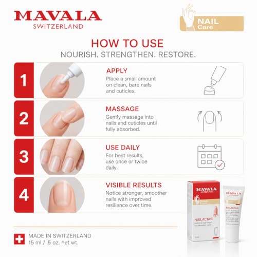 Mavala Nutritive Nail Cream Nailactan for Damaged Nails | Nail Care with Restorative Ingredients for Longer, Healthier Nails | Nail Strengthener + Hardener | 0.5 oz