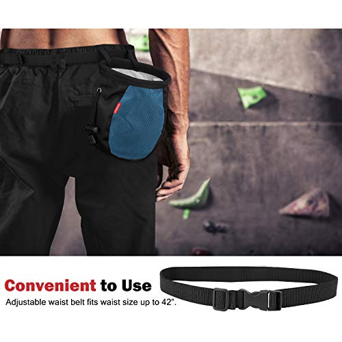 Moko Rock Climbing Chalk Bag, Bouldering Chalk Pot Bucket with Adjustable Belt & Carabiner Drawstring Climbing Gear - color: Royal Blue & Black, style: Cylinder