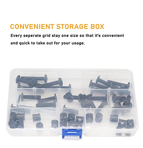 50pcs M6 x 15mm/ 20mm/ 25mm/ 30mm/ 35mm Black Hex Socket Cap Bolts Barrel Nuts Assortment Kit for Crib Baby Bed Cots Furniture - size: M6 x 15/20/25/30/35mm (50pcs)