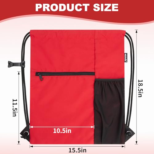 HOLYLUCK Men & Women Outdoor Sport Gym Sack Waterproof Drawstring Backpack Bag (Standard with drawstring, Red) - color: Red, style: Standard With Drawstring
