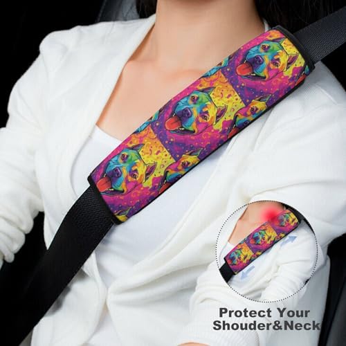 2 Pack Colorful Pitbull Car Seat Belt Pad Soft Padded Harness Pads Strap for Child, Car Seats Pushchair Strollers High Chair Pushchair, Anti-Slip Pad - color: Pattern 165