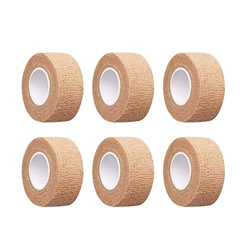 6 Pieces 1 Inch Wide Skin Colour Elastic Self- Adhesive Bandage Finger Tape,Bandage Wrap for Wrist and Ankle,Chair and Table Legs to Reduce Friction and Noise - color: Skin Colour 6pcs