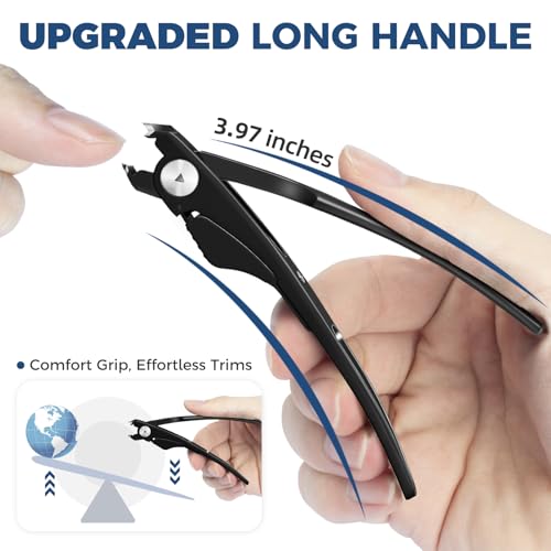 Slanted Toenail Clippers, Wide Opening Ingrown Nail Clippers for Men | Toenail Clippers for Seniors Thick Toenails, Long Handle Toe Nail Clippers with Catcher - color: Black 2pcs