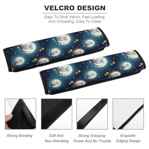 2 Piece Universal Soft and Comfortable Seat Belt Shoulder Pad for Kids, Most Cars, Owls Moon Seat Belt Covers Cushion, Neck and Shoulder Support - color: Pattern 474