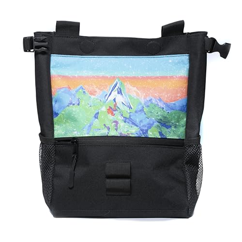 Bouldering Chalk Bucket Large Self-Standing Chalk Bag with Magnetic Closure, Fleece Lining, Zippered Pockets & Brush Holders