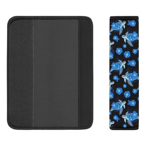 2 Pack Blue Flowers Sea Turtle Car Seat Belt Pad Soft Padded Harness Pads Strap for Child, Car Seats Pushchair Strollers High Chair Pushchair, Anti-Slip Pad - color: Pattern 1218