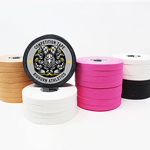 Bighorn Athletics Pro Finger Tape + Tin, 0.3" x 45Ft, 8 Rolls, Pink | Pro Series competition tape – 50% stronger than cotton. Residue-free, sweat-proof adhesive for Jiu Jitsu & hard training. - color: Pink