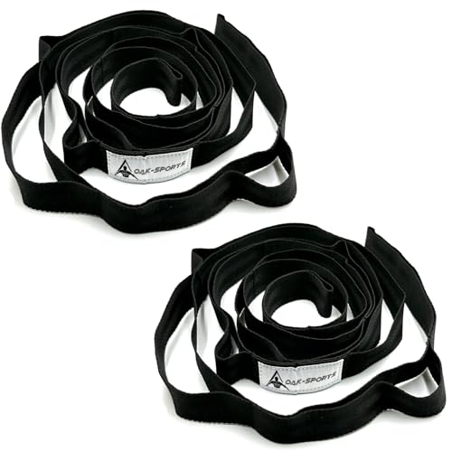 Stretching Strap Yoga Strap with Loops, Stretch Straps for Physical Therapy, Non-Elastic Exercise Strap for Pilates, Dance and Gymnastics with Workout Guide - color: Black+Black