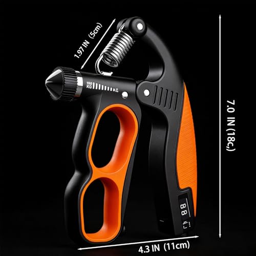 Hand Gripper Strengthener, 22-330LB Adjustable Resistance Grip Strength Trainer with Counter, Forearm Exerciser for Injury Recovery and Muscle Building - color: Grey